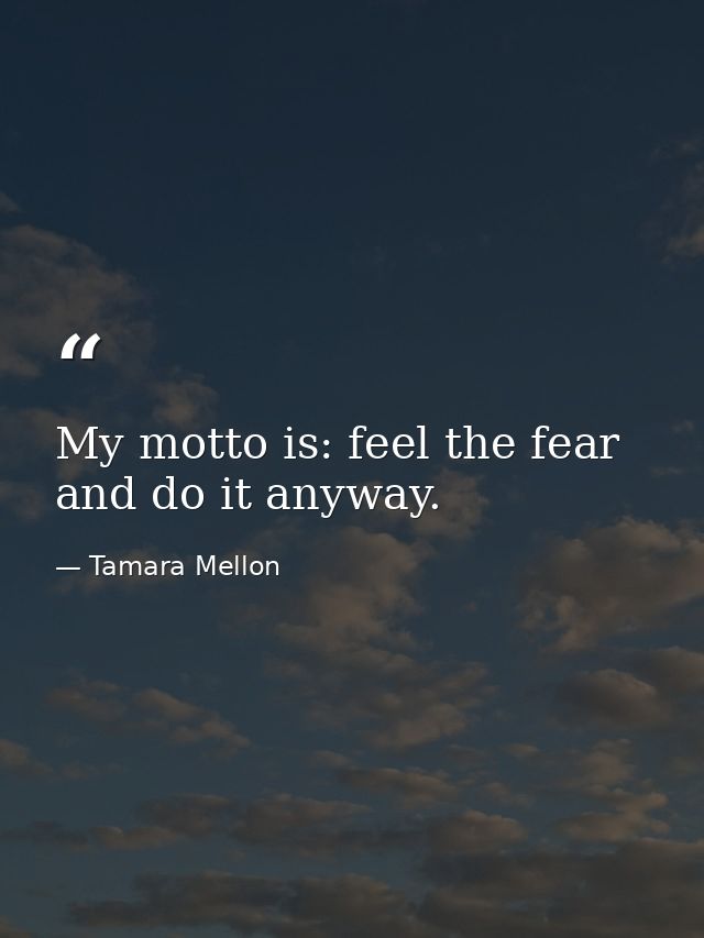 My motto is: feel the fear and do it anyway. — Tamara Mellon