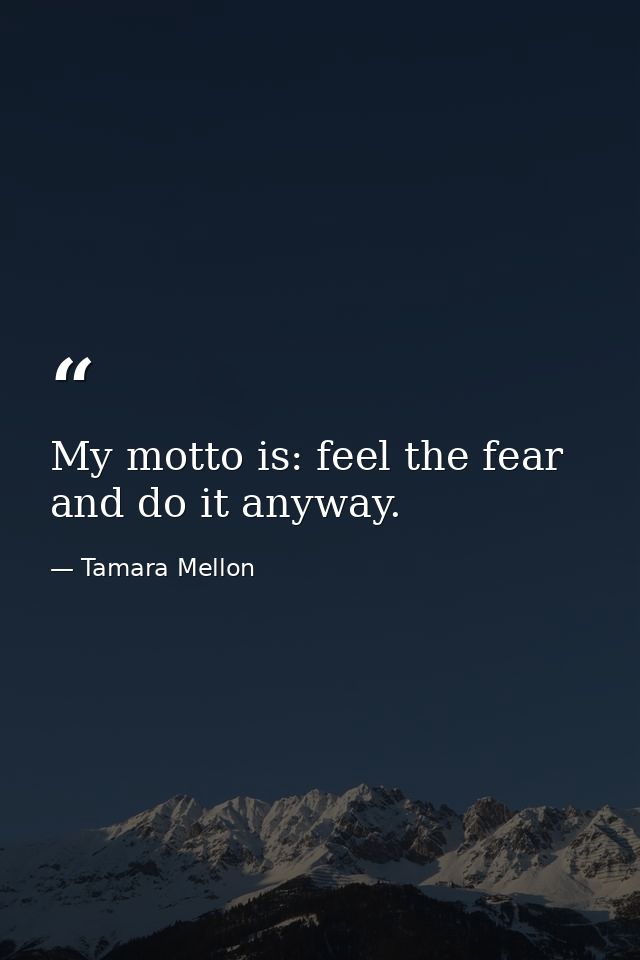 My motto is: feel the fear and do it anyway. — Tamara Mellon
