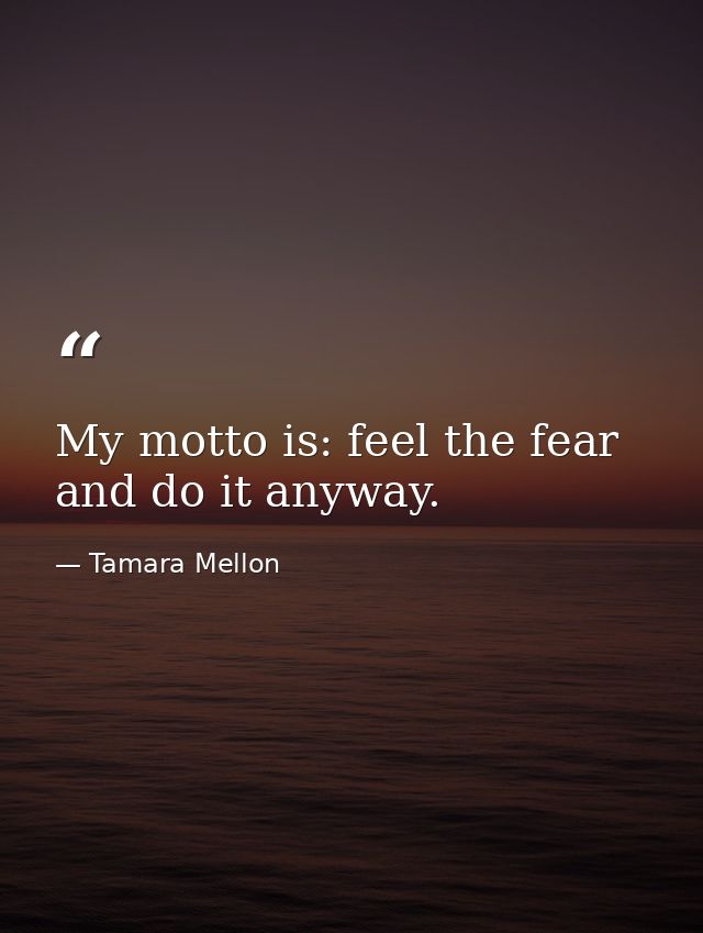 My motto is: feel the fear and do it anyway. — Tamara Mellon