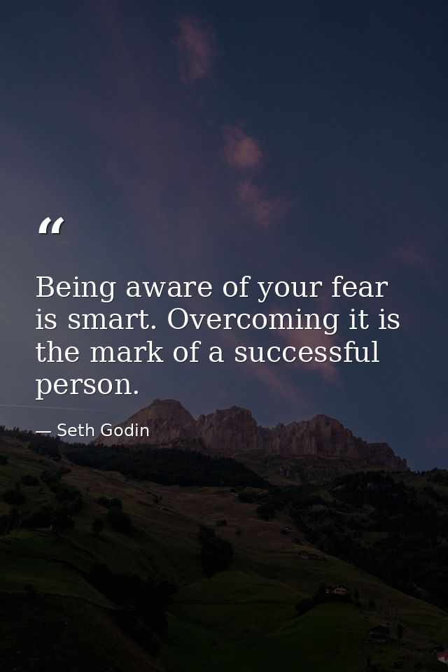 Being aware of your fear is smart. Overcoming it is the mark of a successful person. — Seth Godin