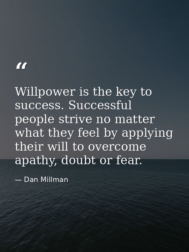 Willpower is the key to success. Successful people strive no matter what they feel by applying their will to overcome ap — Dan Millman