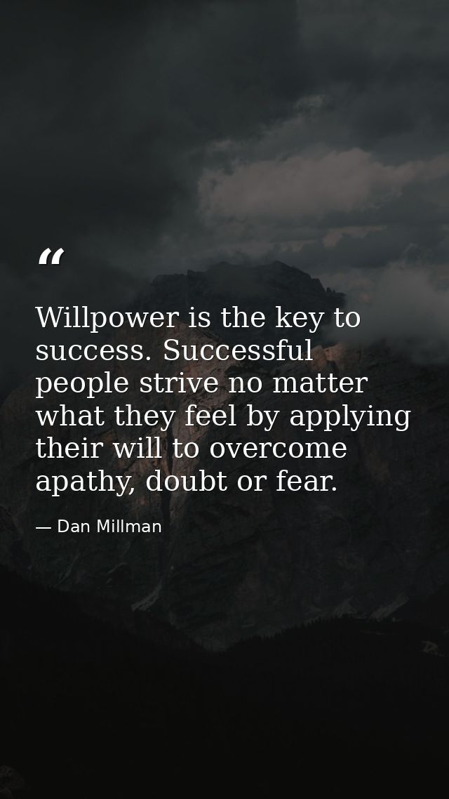 Willpower is the key to success. Successful people strive no matter what they feel by applying their will to overcome ap — Dan Millman