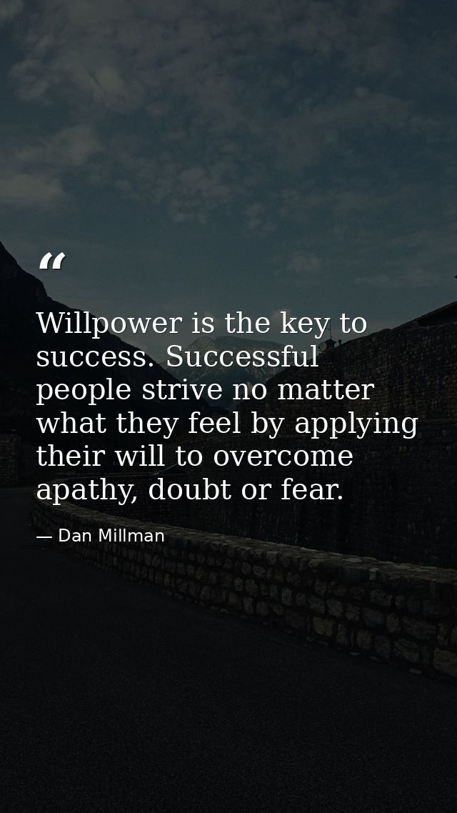 Willpower is the key to success. Successful people strive no matter what they feel by applying their will to overcome ap — Dan Millman
