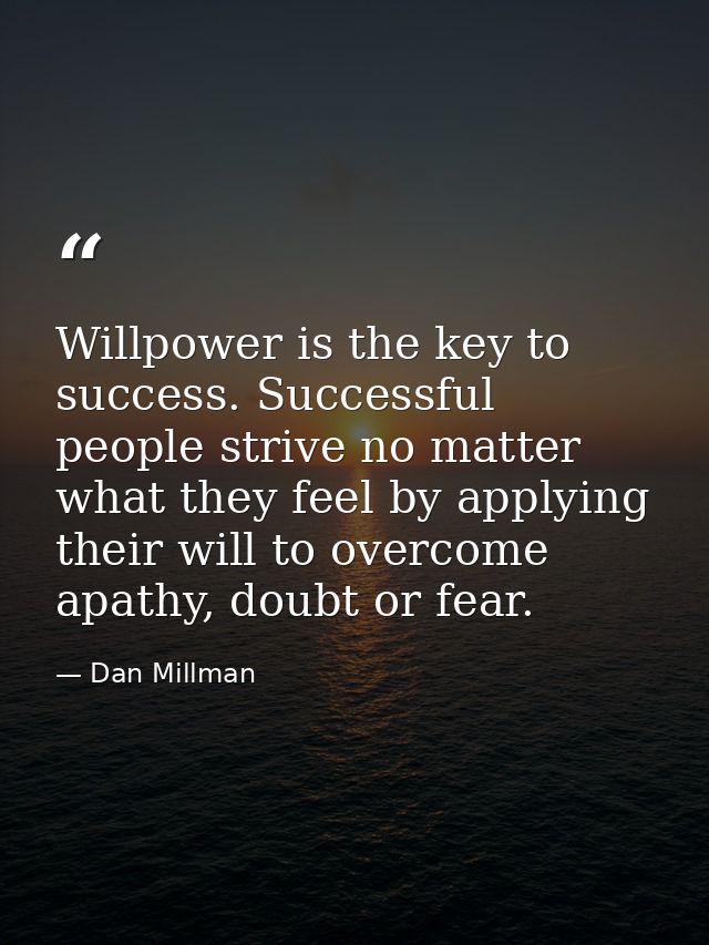 Willpower is the key to success. Successful people strive no matter what they feel by applying their will to overcome ap — Dan Millman