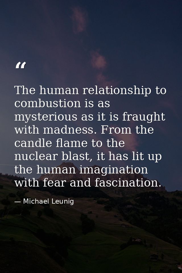 The human relationship to combustion is as mysterious as it is fraught with madness. From the candle flame to the nuclea — Michael Leunig
