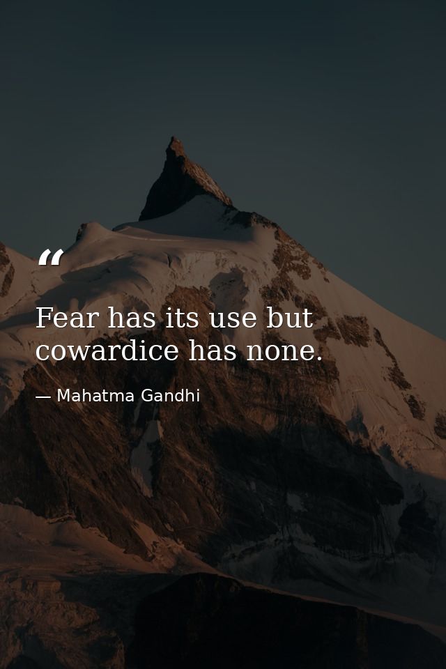 Fear has its use but cowardice has none. — Mahatma Gandhi