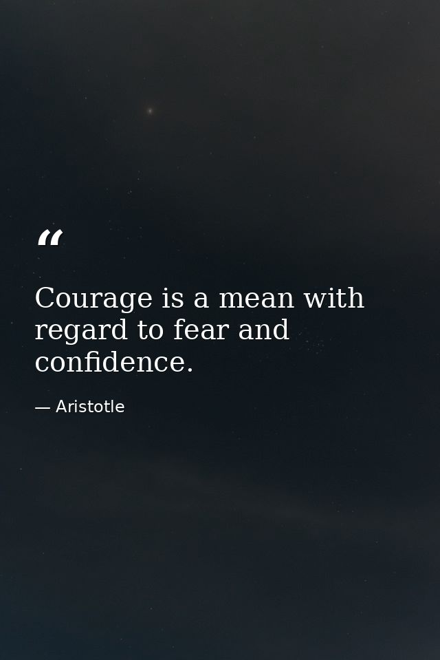 Courage is a mean with regard to fear and confidence. — Aristotle