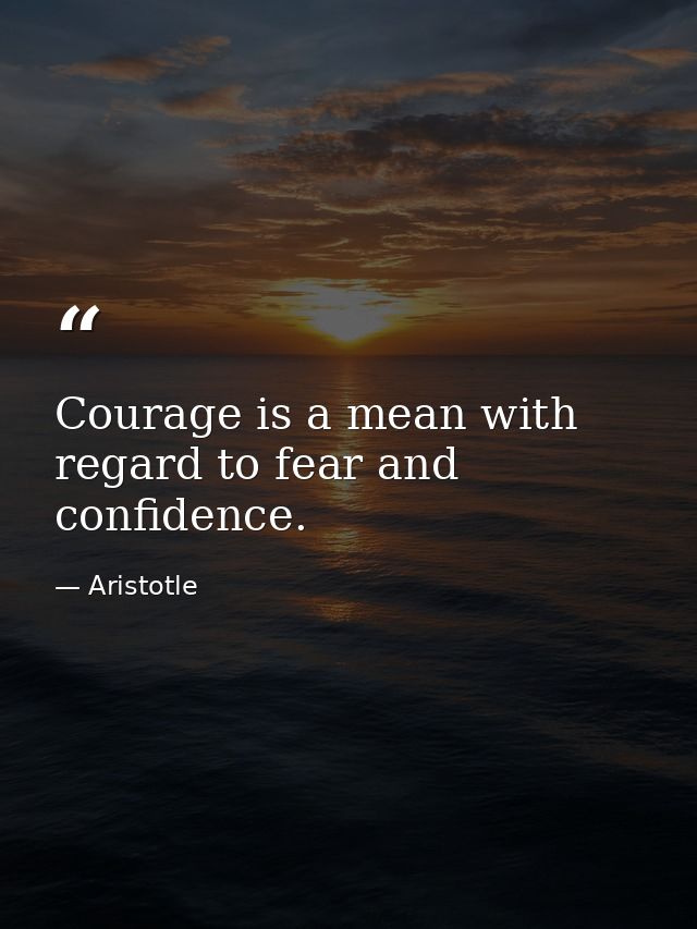 Courage is a mean with regard to fear and confidence. — Aristotle