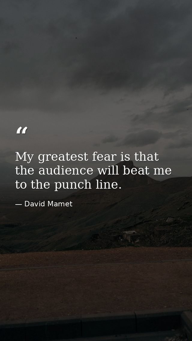 My greatest fear is that the audience will beat me to the punch line. — David Mamet