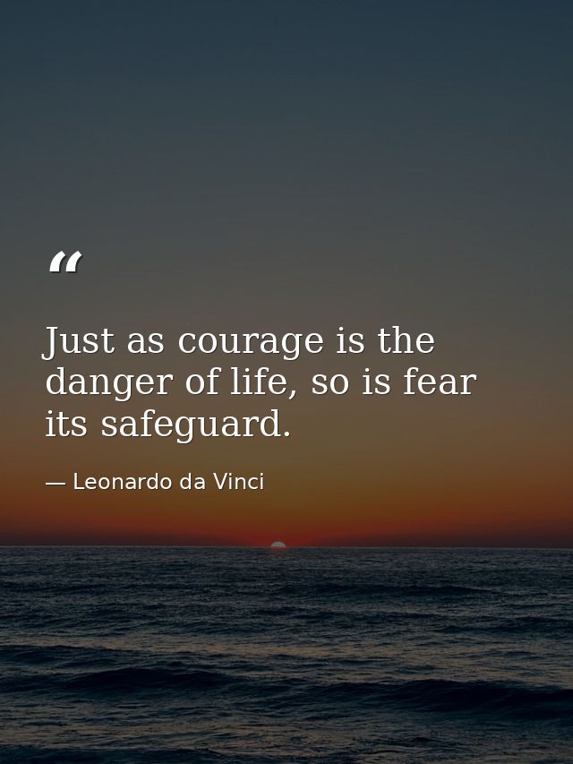 Just as courage is the danger of life, so is fear its safeguard. — Leonardo da Vinci
