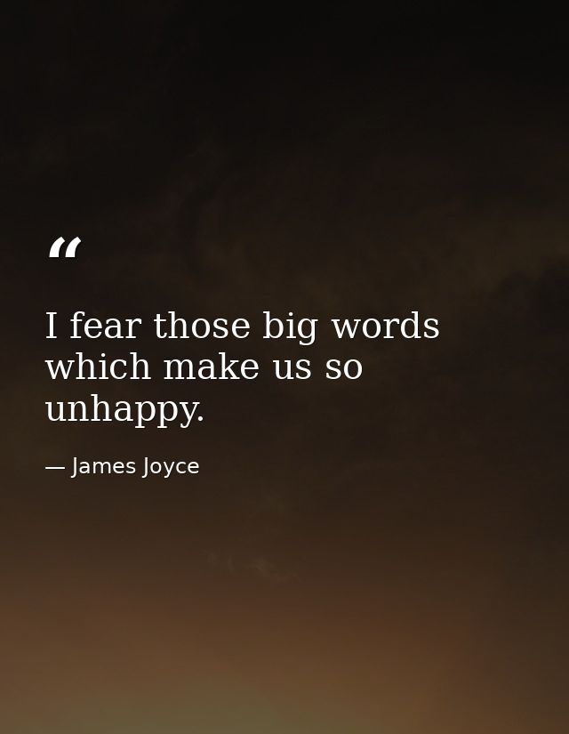 I fear those big words which make us so unhappy. — James Joyce