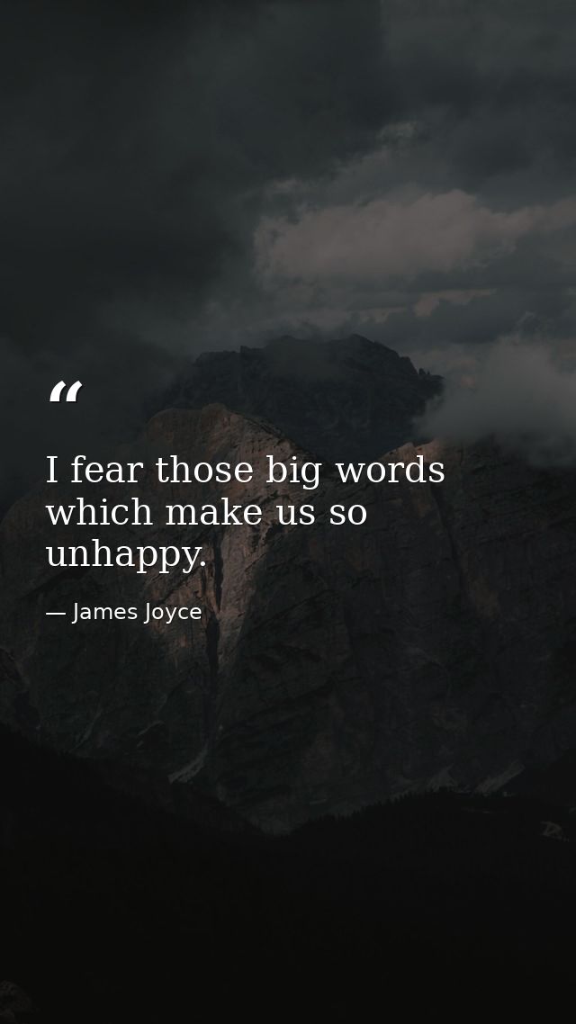 I fear those big words which make us so unhappy. — James Joyce