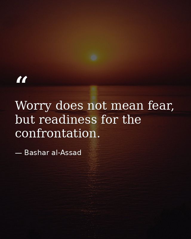Worry does not mean fear, but readiness for the confrontation. — Bashar al-Assad