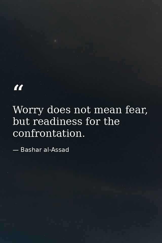Worry does not mean fear, but readiness for the confrontation. — Bashar al-Assad