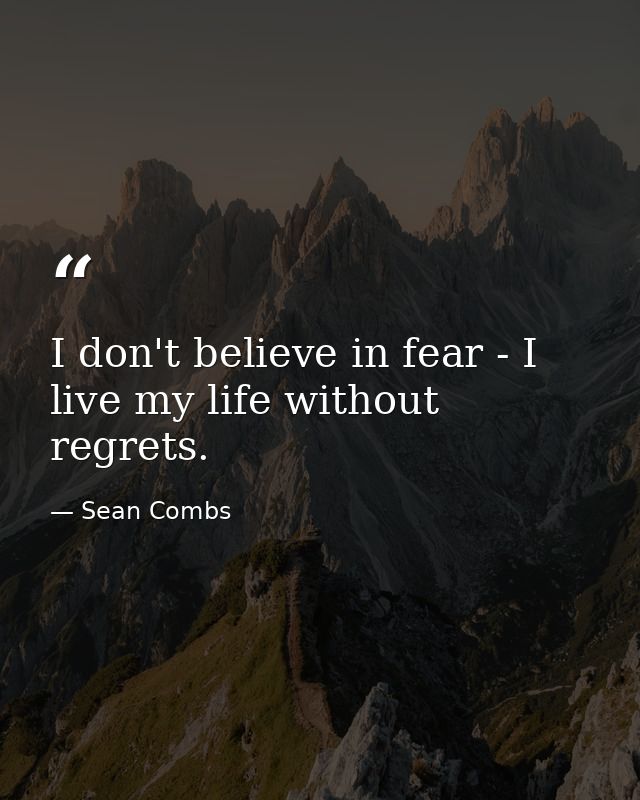 I don't believe in fear - I live my life without regrets. — Sean Combs