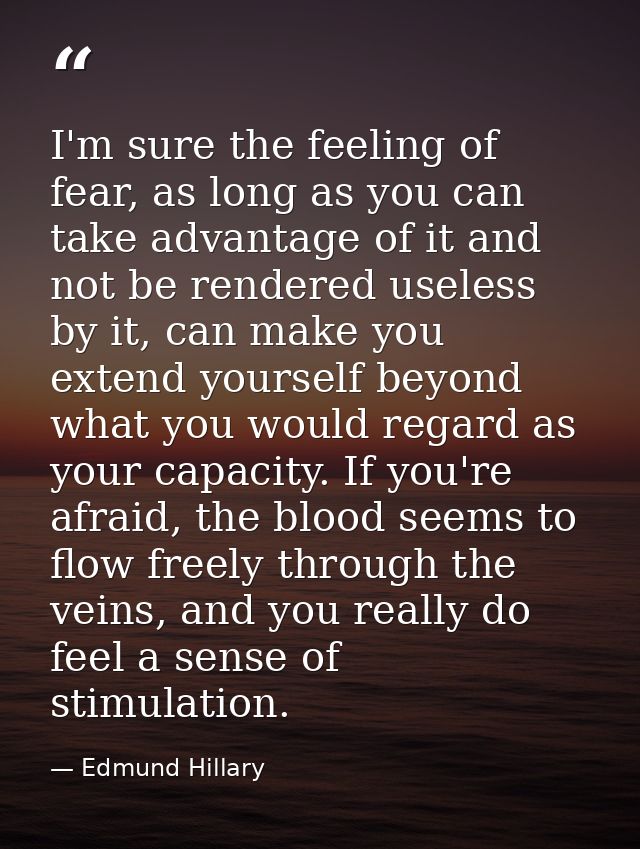 I'm sure the feeling of fear, as long as you can take advantage of it and not be rendered useless by it, can make you ex — Edmund Hillary