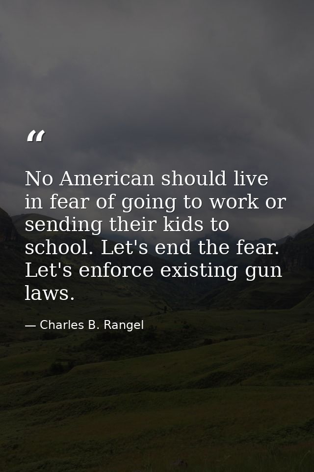 No American should live in fear of going to work or sending their kids to school. Let's end the fear. Let's enforce exis — Charles B. Rangel