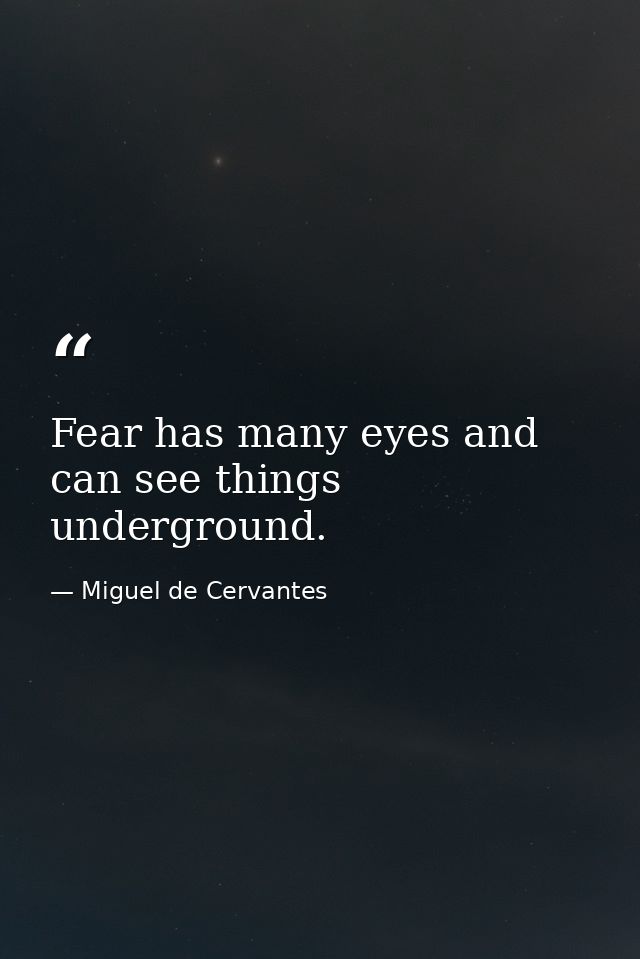 Fear has many eyes and can see things underground. — Miguel de Cervantes