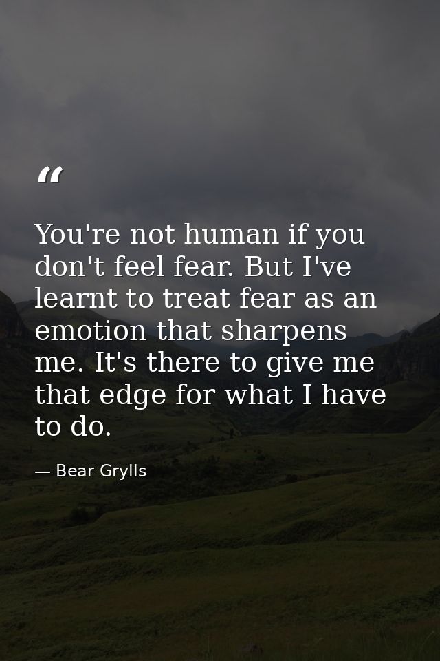 You're not human if you don't feel fear. But I've learnt to treat fear as an emotion that sharpens me. It's there to giv — Bear Grylls