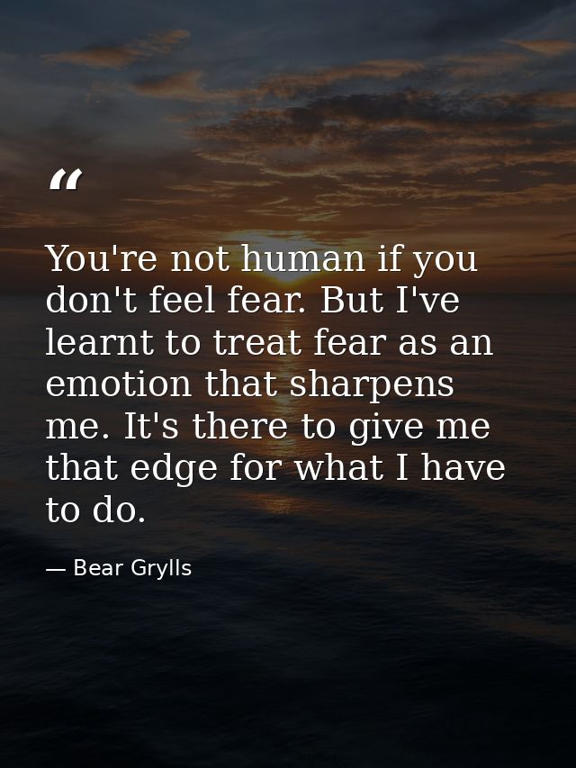 You're not human if you don't feel fear. But I've learnt to treat fear as an emotion that sharpens me. It's there to giv — Bear Grylls