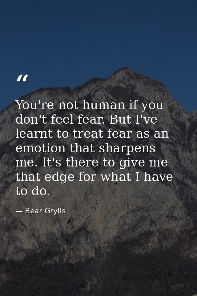 You're not human if you don't feel fear. But I've learnt to treat fear as an emotion that sharpens me. It's there to giv — Bear Grylls