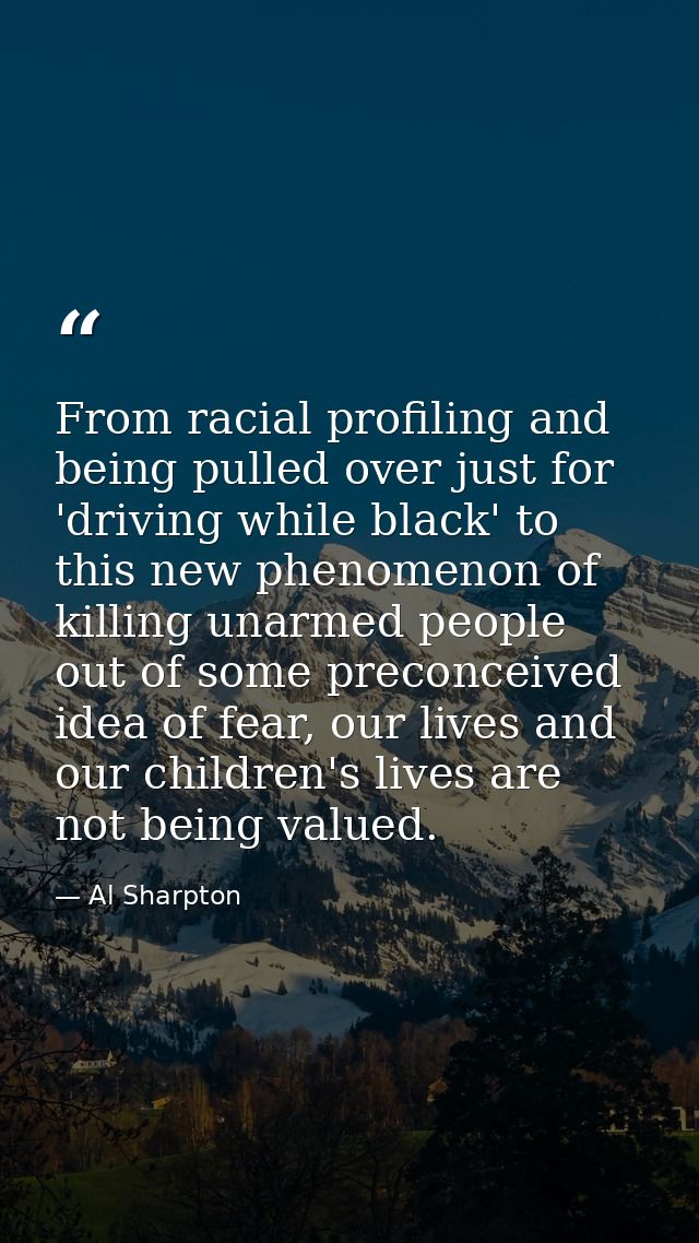 From racial profiling and being pulled over just for 'driving while black' to this new phenomenon of killing unarmed peo — Al Sharpton