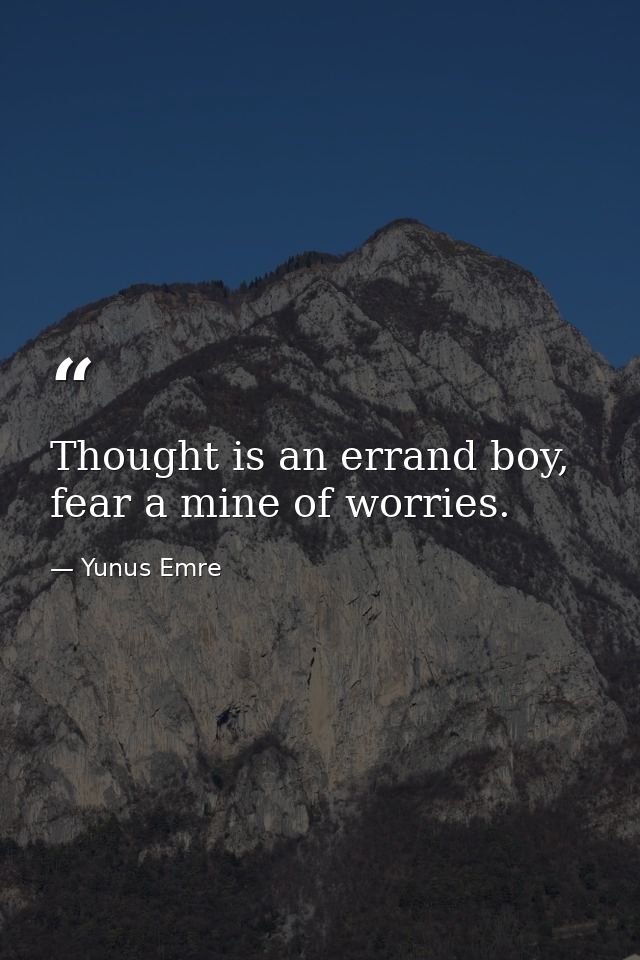 Thought is an errand boy, fear a mine of worries. — Yunus Emre