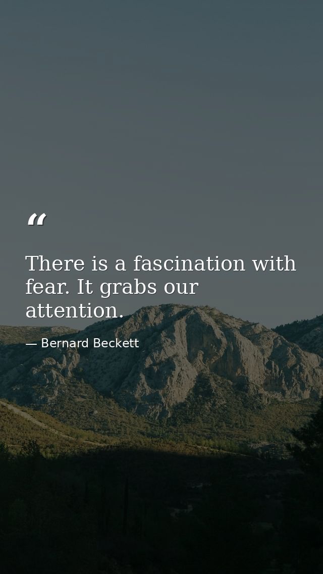 There is a fascination with fear. It grabs our attention. — Bernard Beckett
