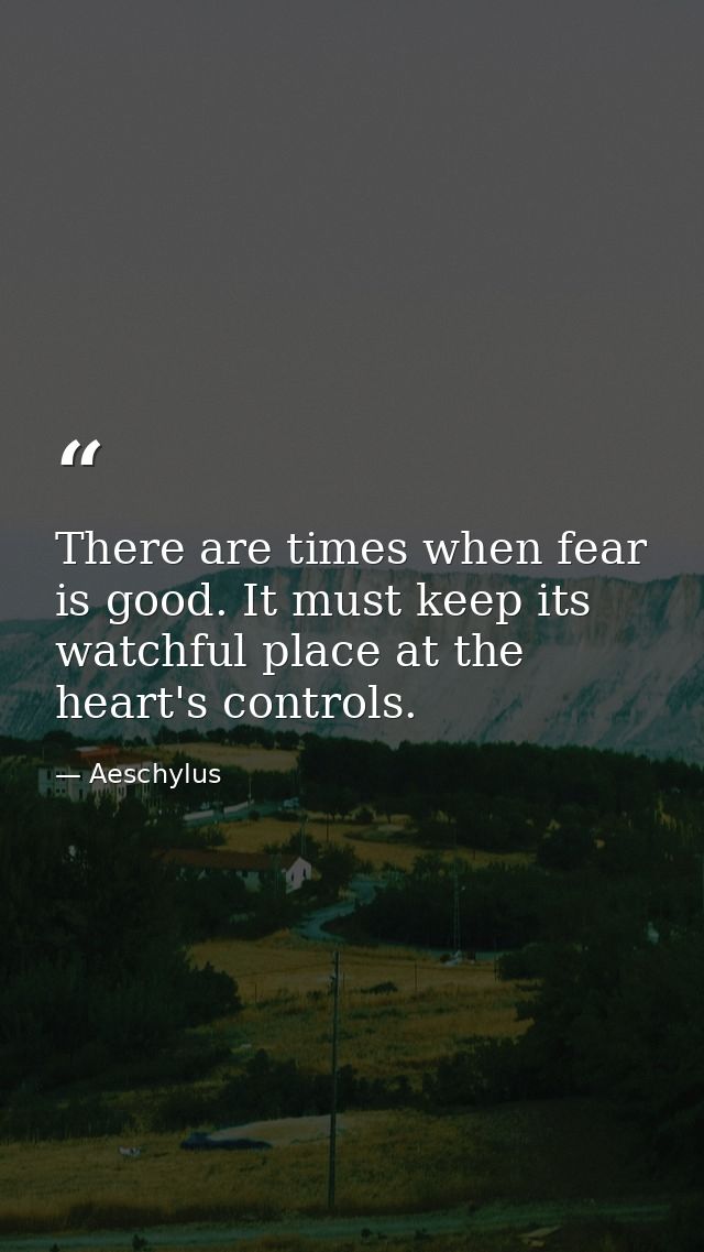 There are times when fear is good. It must keep its watchful place at the heart's controls. — Aeschylus