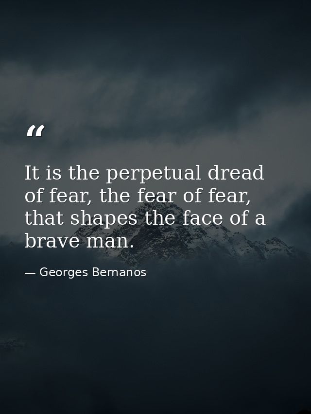 It is the perpetual dread of fear, the fear of fear, that shapes the face of a brave man. — Georges Bernanos