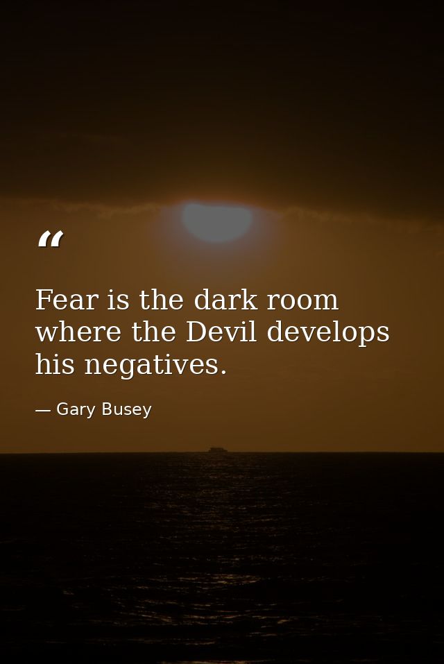 Fear is the dark room where the Devil develops his negatives. — Gary Busey