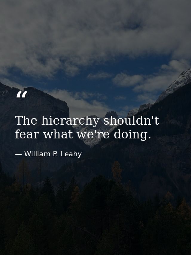 The hierarchy shouldn't fear what we're doing. — William P. Leahy