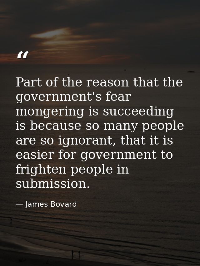 Part of the reason that the government's fear mongering is succeeding is because so many people are so ignorant, that it — James Bovard