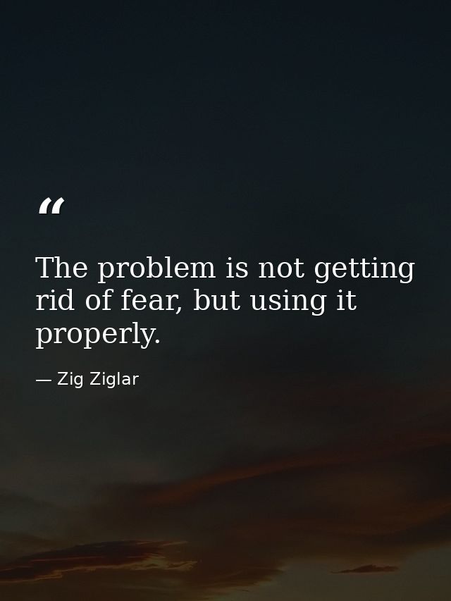 The problem is not getting rid of fear, but using it properly. — Zig Ziglar