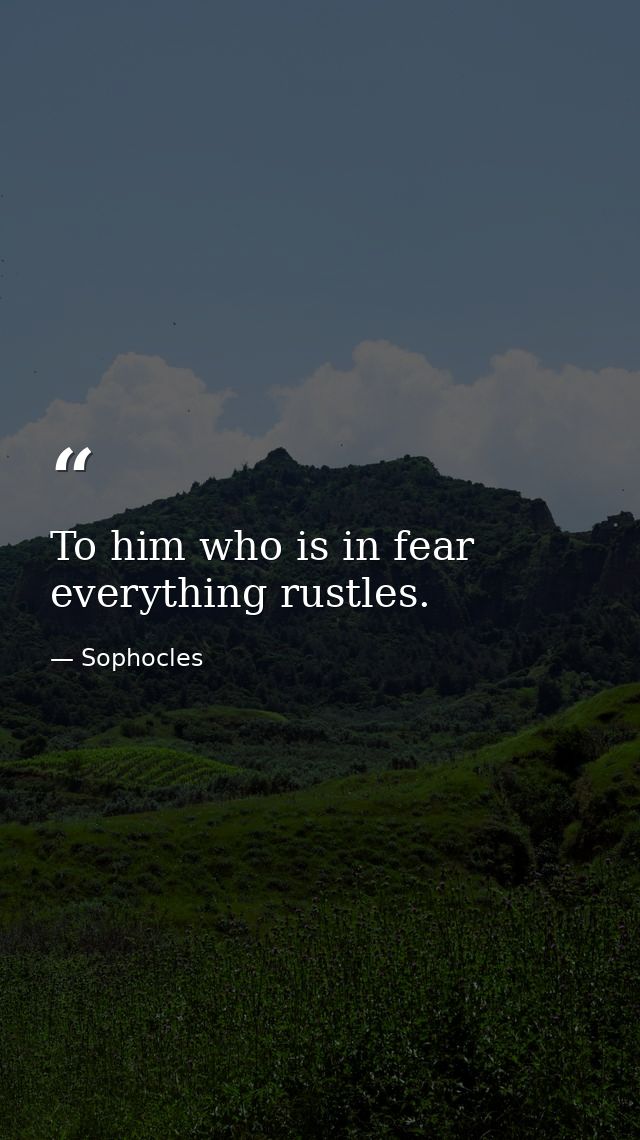 To him who is in fear everything rustles. — Sophocles