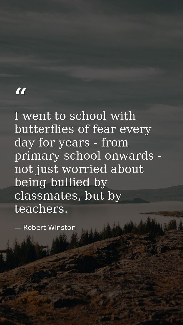 I went to school with butterflies of fear every day for years - from primary school onwards - not just worried about bei — Robert Winston