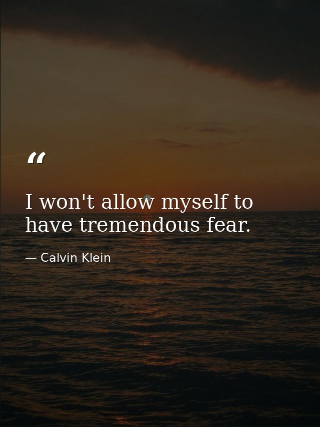 I won't allow myself to have tremendous fear. — Calvin Klein