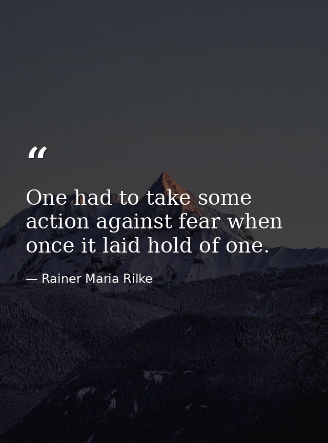 One had to take some action against fear when once it laid hold of one. — Rainer Maria Rilke