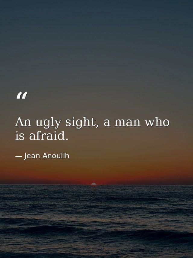 An ugly sight, a man who is afraid. — Jean Anouilh