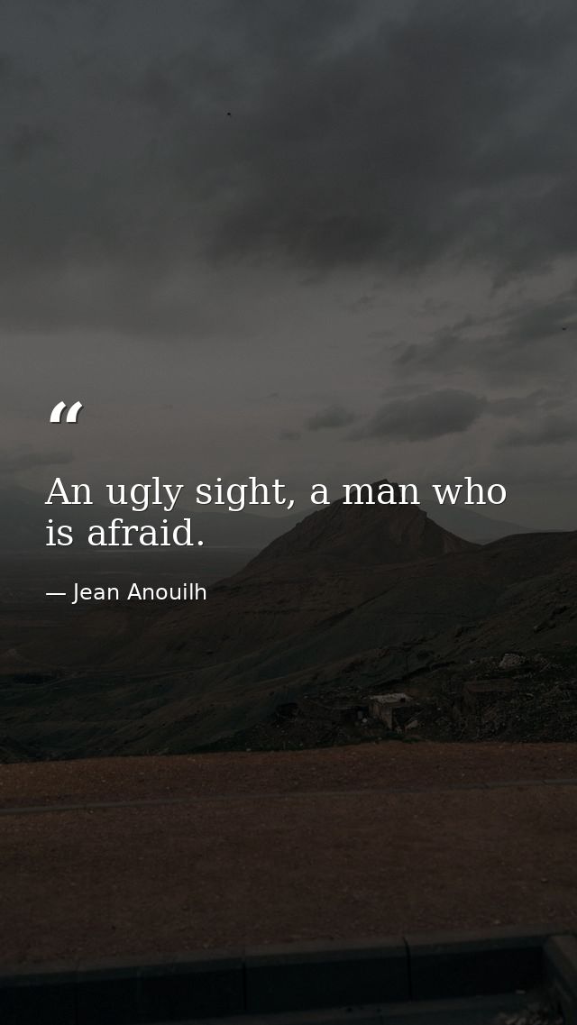 An ugly sight, a man who is afraid. — Jean Anouilh