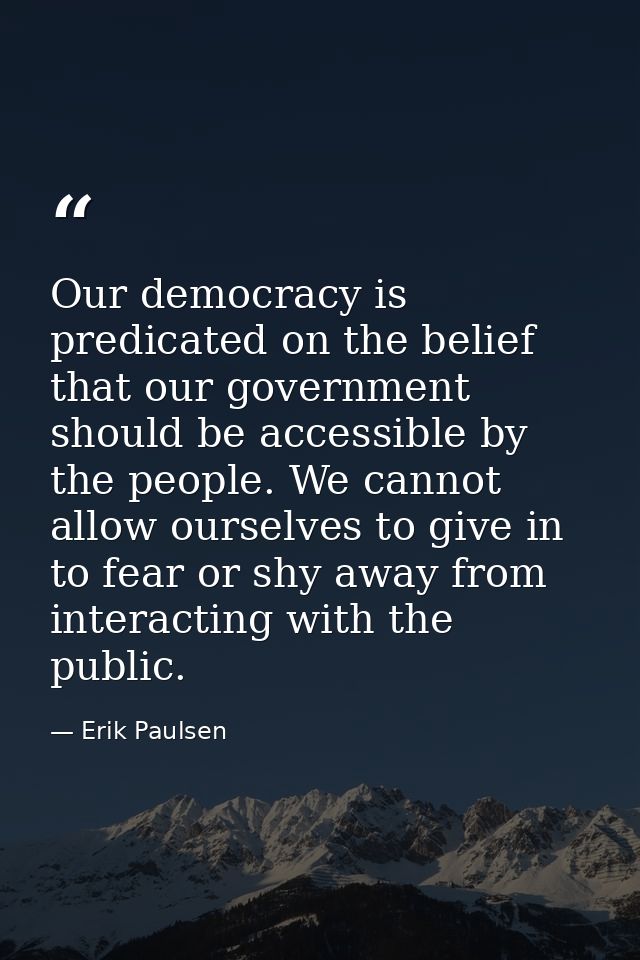 Our democracy is predicated on the belief that our government should be accessible by the people. We cannot allow oursel — Erik Paulsen
