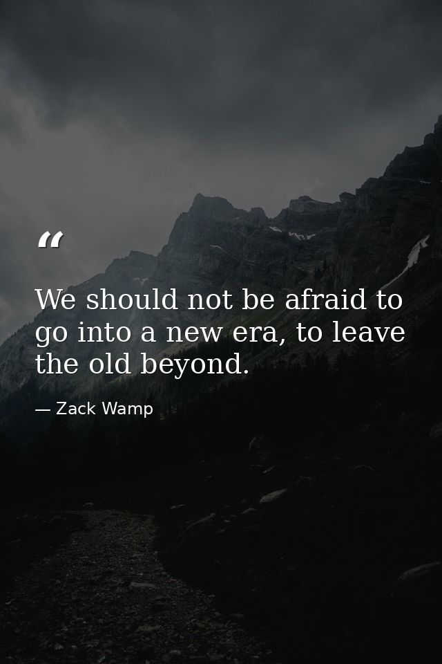 We should not be afraid to go into a new era, to leave the old beyond. — Zack Wamp