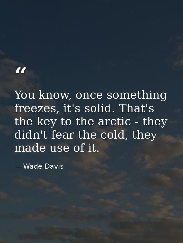 You know, once something freezes, it's solid. That's the key to the arctic - they didn't fear the cold, they made use of — Wade Davis
