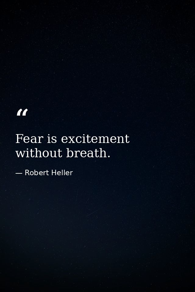 Fear is excitement without breath. — Robert Heller