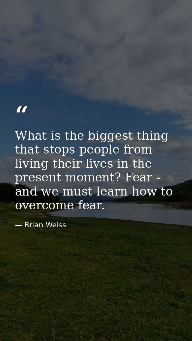 What is the biggest thing that stops people from living their lives in the present moment? Fear - and we must learn how  — Brian Weiss