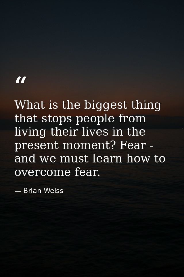 What is the biggest thing that stops people from living their lives in the present moment? Fear - and we must learn how  — Brian Weiss