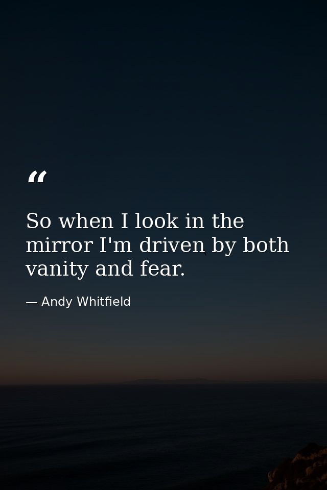 So when I look in the mirror I'm driven by both vanity and fear. — Andy Whitfield