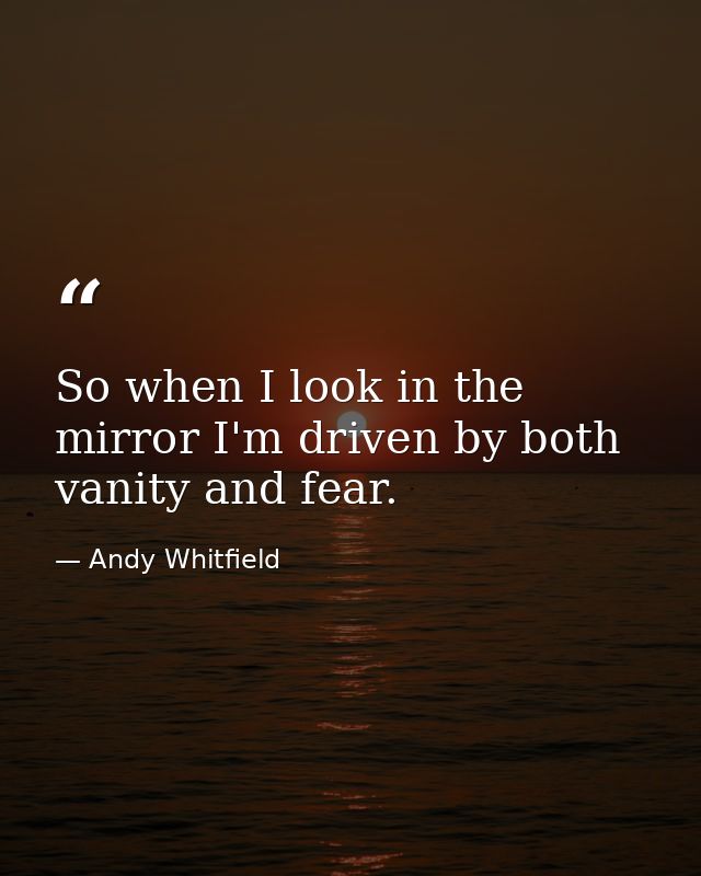So when I look in the mirror I'm driven by both vanity and fear. — Andy Whitfield