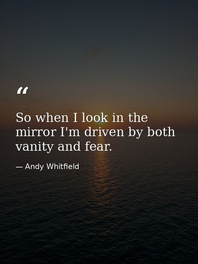 So when I look in the mirror I'm driven by both vanity and fear. — Andy Whitfield