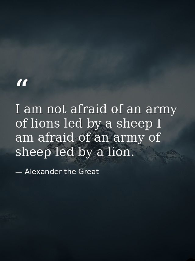 I am not afraid of an army of lions led by a sheep I am afraid of an army of sheep led by a lion. — Alexander the Great